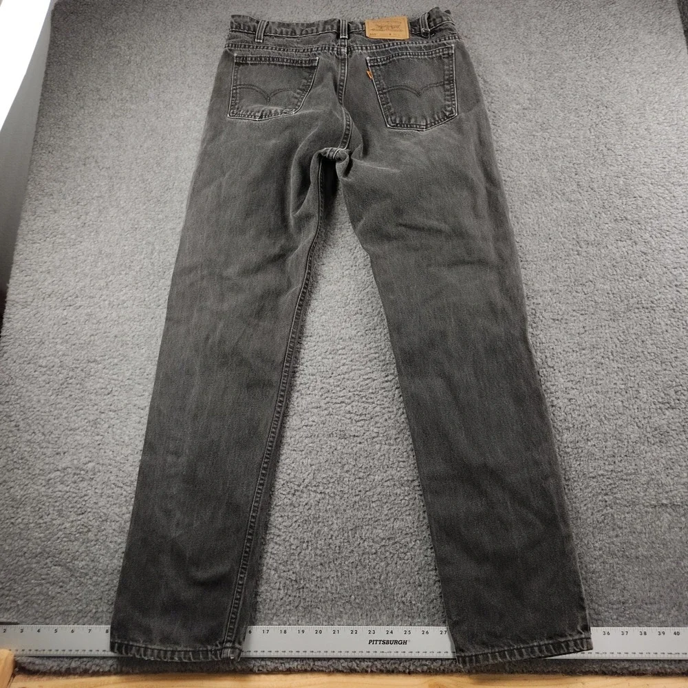 VTG Levis 505 Orange Tab Jeans Mens 36x34 Black Denim Straight Leg USA *Flaw